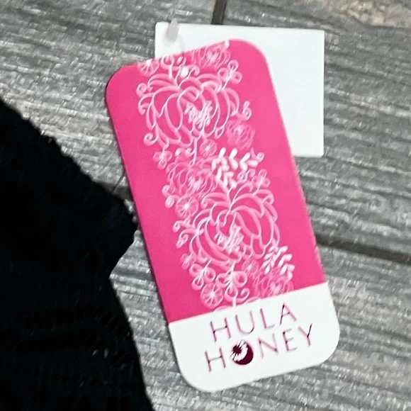 NWT Hula Honey High Neck Bikini Swim Top Black Lace Overlay XS S M XL Juniors' - Picture 8 of 13